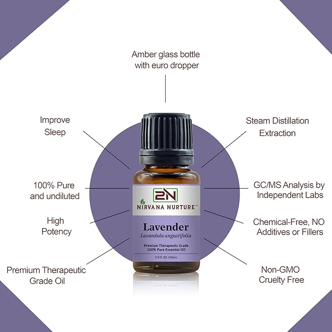 Lavender Essential Oil 100% Pure Premium Therapeutic Grade, Undiluted - Aromatherapy Diffuser for Calm and Relaxation, Skin Care, Hair Care