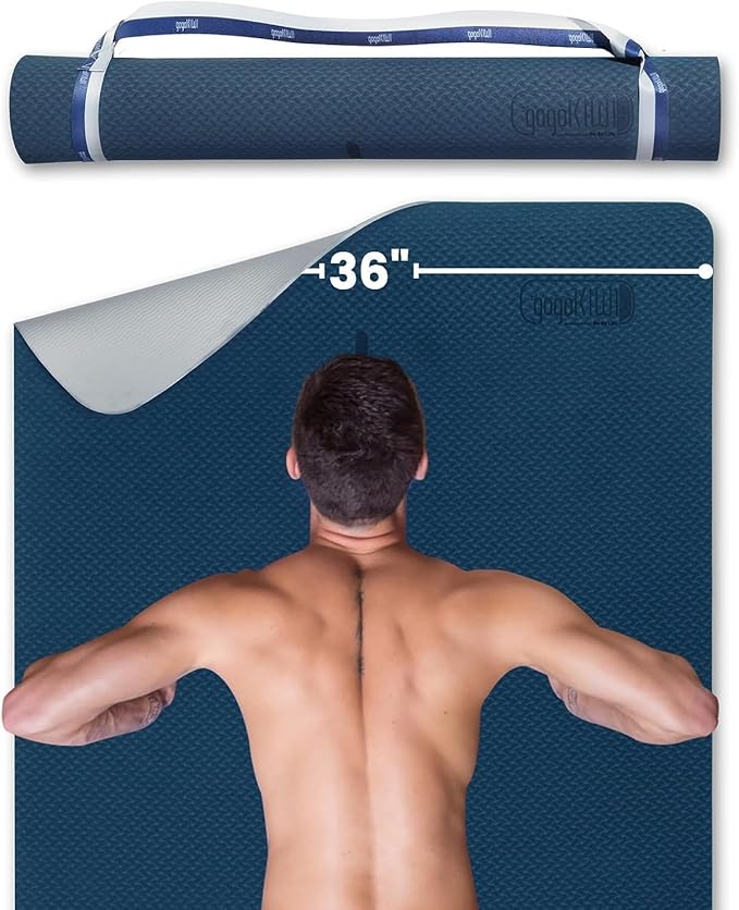 Gogokiwi Extra Wide Yoga Mat for Men Women (72"L x 36"W) Non Slip Fitness & Exercise Mat with Alignment Marks for Yoga, Pilates, Floor Workouts