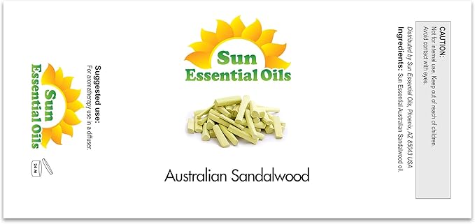 Sun Essential Oils – 8 oz Australian Sandalwood Essential Oil with Dropper for Diffuser, Skin, Aromatherapy Massage, Humidifier, Scent for Candle, Lotion & Soap Making at Home, Fragrance for Room