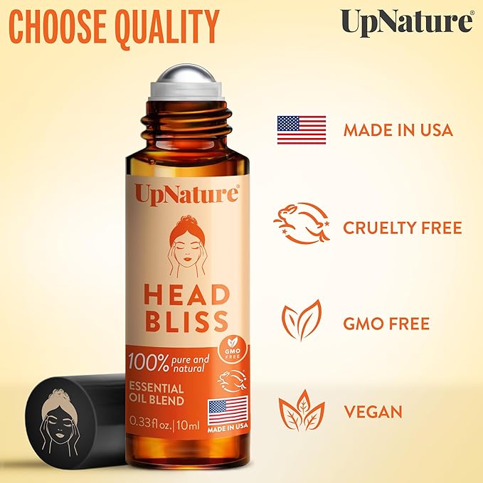 UpNature Head Bliss Essential Oil Roll-On — Soothing Aromatherapy Relax and Comfort with Instant Cooling Effect – Nurse Essentials Gifts