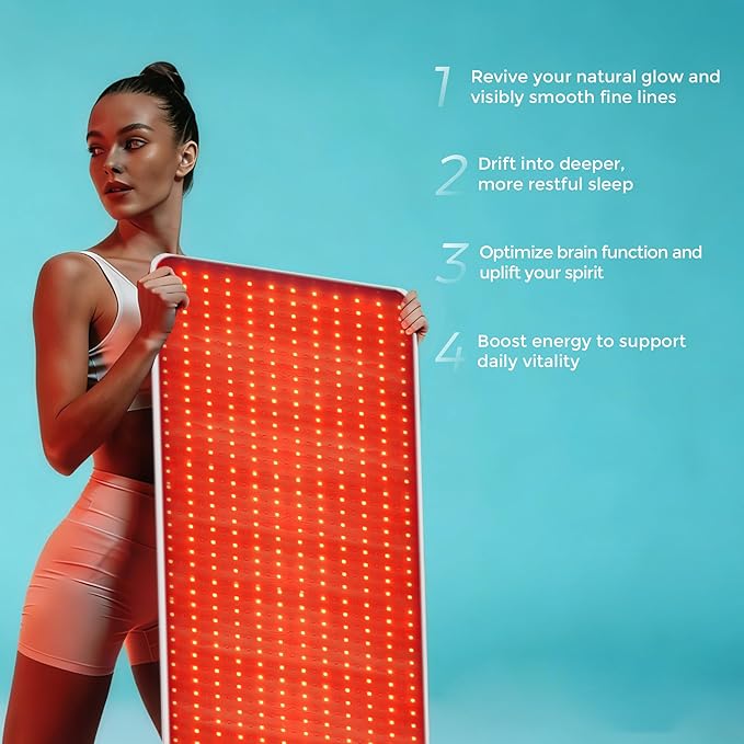 2026 Upgraded Mint Blue Infrared Red Light Therapy Mat – 2052 pcs SMD 5050 LED Chips (660nm & 850nm), Pain Relief, Recovery Boost, Whole Body Care, Sleep & Energy Support