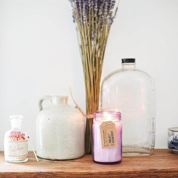 Paddywax Scented Candles Relish Collection Soy Wax Artisan Candle in Glass Jar with Lid, 9.5-Ounce, Lavender + Thyme