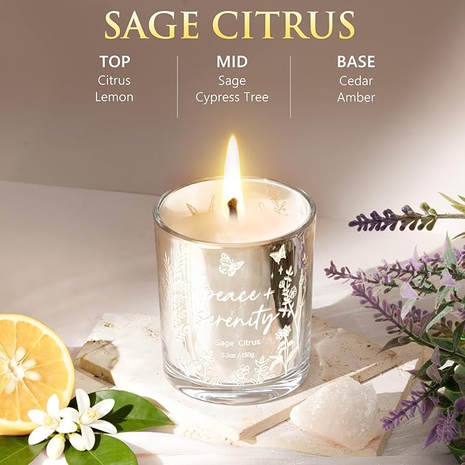 Scented Candles for Women, 3 Pack Candle Sets Soy Candles for Home Scented Holiday Votive Candle Gifts Set, Valentine's Day Birthday Gifts for Women Her - Eucalyptus Mint/Bergamot Jasmin/Sage Citrus