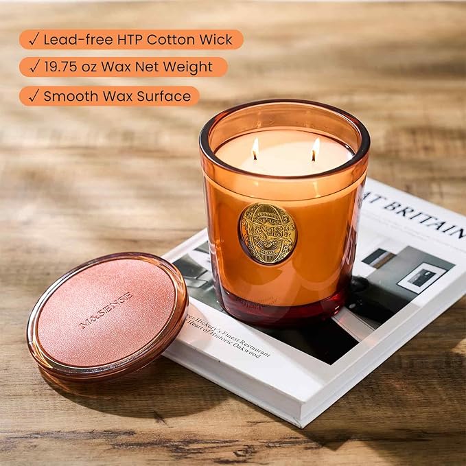 M&SENSE Large Two-Wick Soy Candle | Noir Air& Neon Orange | 19.8 oz, 120H Burn Time | Luxury Scented Candle for Relaxation, Gifting, Home Décor | Ideal for Bedroom, Office, Party Ambiance