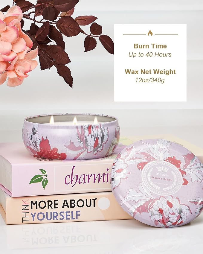 M&SENSE Strawberry Poundcake Scented Candles Large 3 Wick Soy Tin Candle, Over 40 Hour Burning Time, 100% Natural Vegan Wax Relaxing Aromatherapy Aesthetic Candle Gift for Women Men