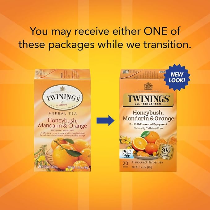Twinings of London Honeybush, Mandarin, and Orange Herbal Tea Bags, 20 Count