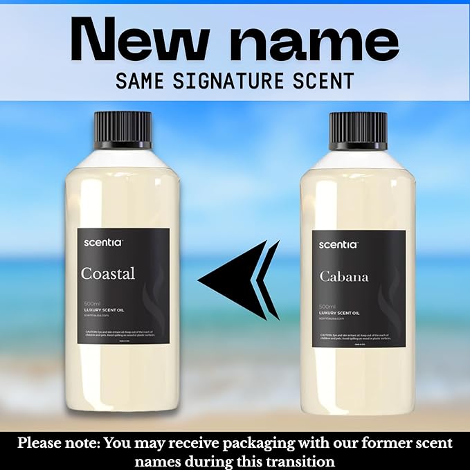 Scentia Hotel Diffuser Oil Inspired by 5-Star Hotel Scent - 500 ml 16.9 fl oz - Fragrance Oil Blend Jasmine, Bergamot Notes for Aromatherapy Diffusers and Humidifiers - Coastal, Thanksgiving Gift