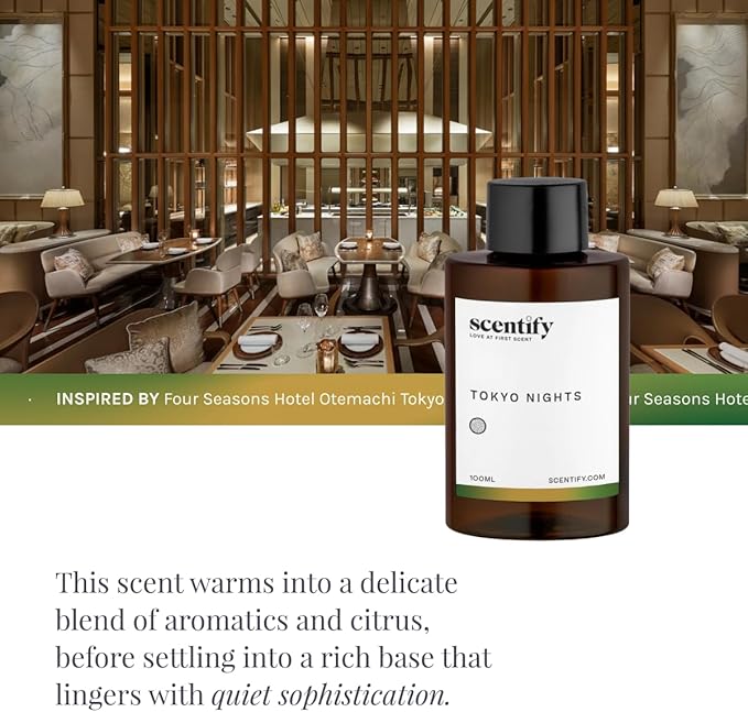 Scentify Tokyo Nights Aroma Oil Refill Scent for Oil Diffusers Luxurious Relaxing Aromatherapy Fragrance 100ml, 3.38oz