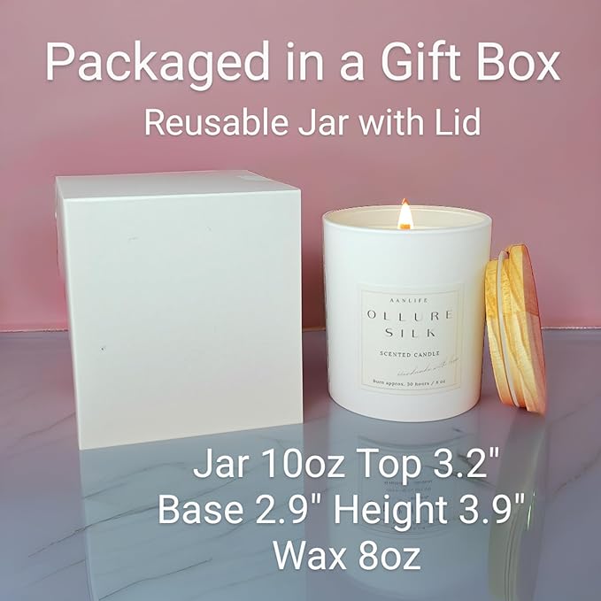 AANLIFE Scented Candle Ollure Silk | Inspired by The Iconic French Fragrance No. 5, Gifts for Women, Aesthetic Home Decor, Organic Coconut Wax Candles, Long Lasting Clean 50 Hour Burn, USA