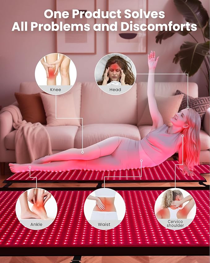 Red Light Therapy Mat for Body, 74.8"x33.6" Full Body Infrared Red Light Therapy Blanket, 2630pcs Dual-Wavelength LEDs (660nm&850nm), Premium Leather, Adjustable Timer & Intensity