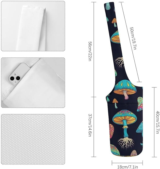 Meaudiwes Large Yoga Mat Bag with Long Strap for Women Yoga Accessories Sports Storage Bags Exercise Mats Tote Sling Carrier Bag