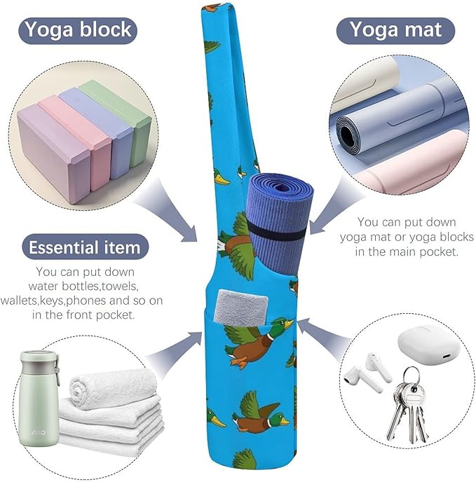 Aiyoolee Spacious Yoga Mat Storage Bag Single Shoulder Portable Carrier with Pocket for Gym Yoga Fitness