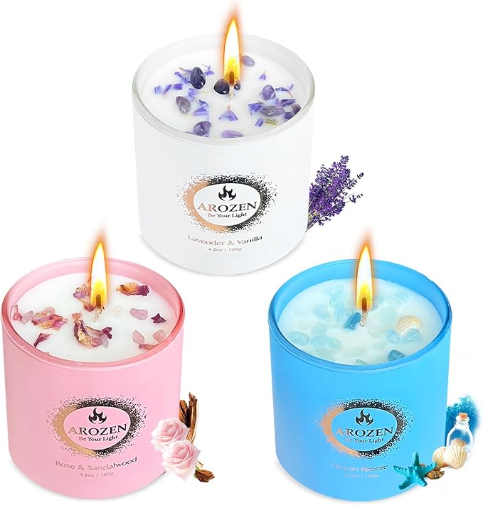 3 Pack Candles for Home Scented, Christmas Scented Candles Gift Set, Aromatherapy Soy Gifts Set for Women, Lavender Candle, 70H Long Lasting for Christmas Birthday Mother's Day Present Gifts