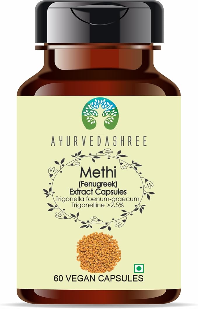 Fenugreek Seed Extract 500mg - 60 Vegetarian Capsules|Methi Seed Extract | Trigonella Foenum| All Natural | 100% Vegan | Gluten-Free.