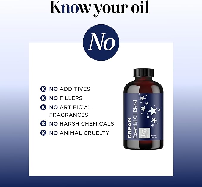 Sleep Essential Oil Blend for Diffuser - Dream Essential Oil for Diffusers Aromatherapy and Wellness with Ylang-Ylang Clary Sage Roman Chamomile and Lavender Essential Oil for Nighttime Support 4oz