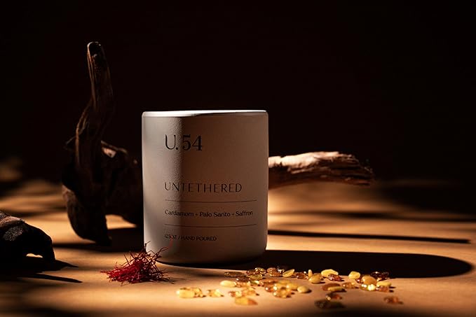 U.54 Luxury Scented Candle – Cardamom, Palo Santo & Amber | Hand-Poured in USA w/ 100% Natural Coconut & Apricot Wax | Double Wick, Long-Lasting Aromatherapy Candle for Home, Gift & Relaxing (12.5 oz)