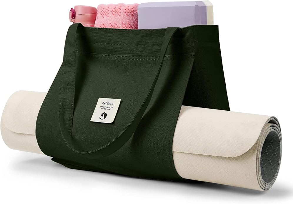 WLLWOO WLLWOO Yoga Bags for Women with Yoga Mats Bags Carrier Carryall Canvas Tote for Pilates Shoulder for Travel Office Beach Workout