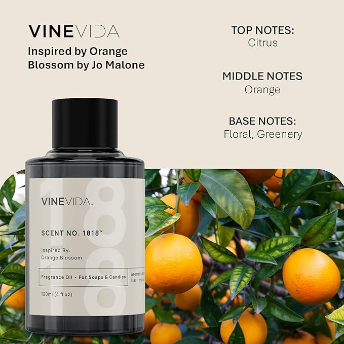 VINEVIDA [16oz] Orange Blossom Fragrance Oil for Candle Making - Natural Candle Oil Scents - Soap Making Essential Oil - Made in USA