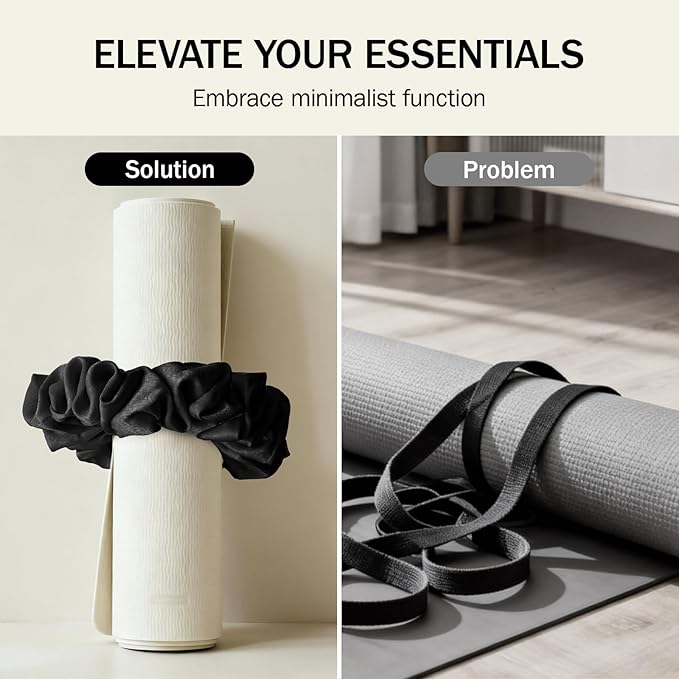 Slim Panda Yoga Mat Scrunchie,Style & Cute Mat Strap,Stretchable Velvet Fabric Fits All Standard Yoga Mats (mat not included)