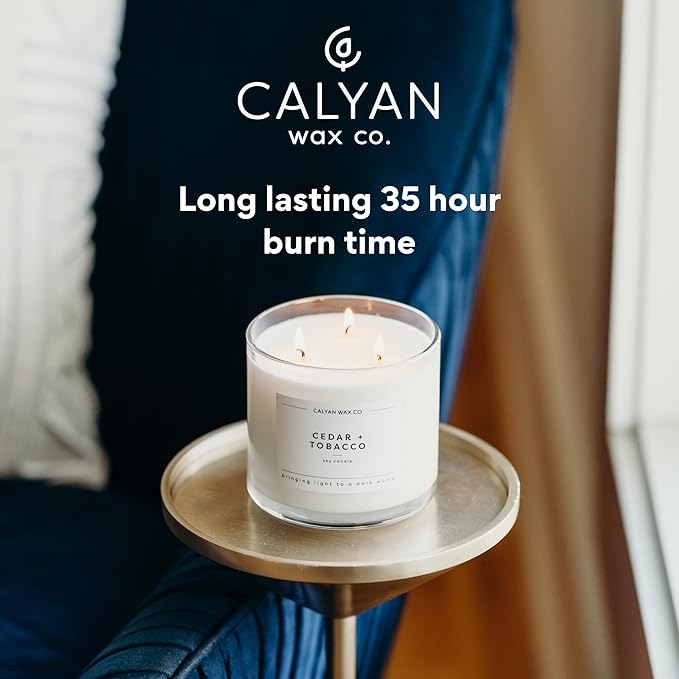 Calyan Wax Co. Lemon & Sage 3 Wick Scented Candle - 43 Hour Burn - Luxury 3 Wick Soy Candles - Non Toxic Soy Wax Candles - Long Lasting Large Glass Jar Candle for Home - 14.9oz