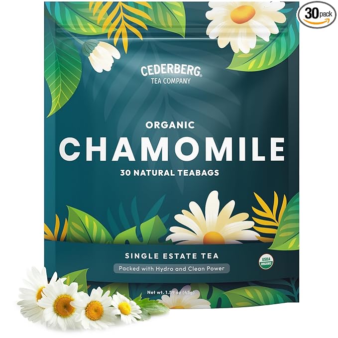 Cederberg Tea Company Organic Chamomile Tea — 30 Tea Bags | Organic Herbal Tea From Single Origin | Eco-Friendly Tea Bags | Non-GMO Caffeine Free Tea With Zero Sugar