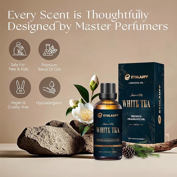 HotelDiffuser Oil, Fragrance Oil, Inspired by White Tea 3.38 Fl Oz | 100 mL, Essential Oil for Waterless Diffuser