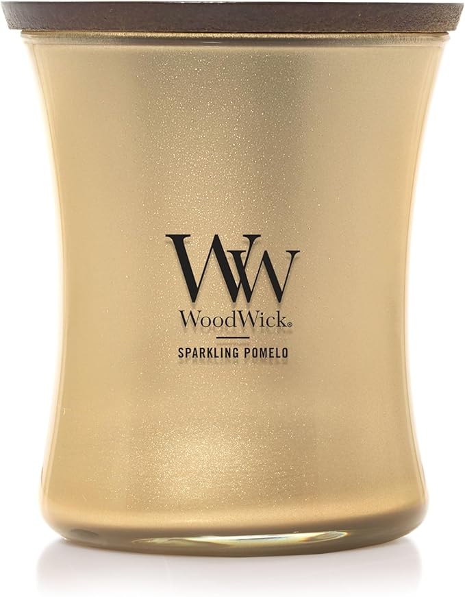 WoodWick Sparkling Pomelo Holiday Candle Gifts for Women and Men, 9.7 oz Precious Metals Collection with Crackling Wick
