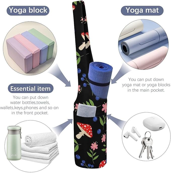 Aiyoolee Women's Portable Yoga Mat Bag Single Shoulder Carrier with Pocket for Gym Yoga Workout Travel