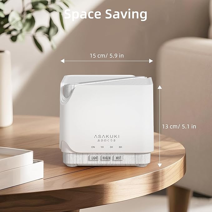 ASAKUKI 700 ml Premium Essential Oil Diffuser, 5 in 1 Ultrasonic Aromatherapy Fragrant Oil Vaporizer Humidifier, Timer and Auto-Off Safety Switch, 7 LED Light Colors