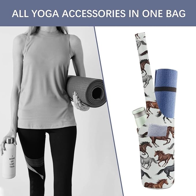 Meaudiwes Stylish Yoga Mat Bags Sports Yoga Totes Fits Most Size Mats Exercise Mat Carrier Storage Bag Yoga Gifts for Women