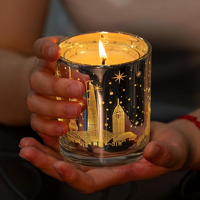 Holiday Cheer Wood Wick Candle, 17 oz Orange & Lime Soy Wax Candle, Highly Scented Aromatherapy, 26-28 Hour Long-Lasting Candle for Housewarming, Bathroom, Bedroom & Home Decor