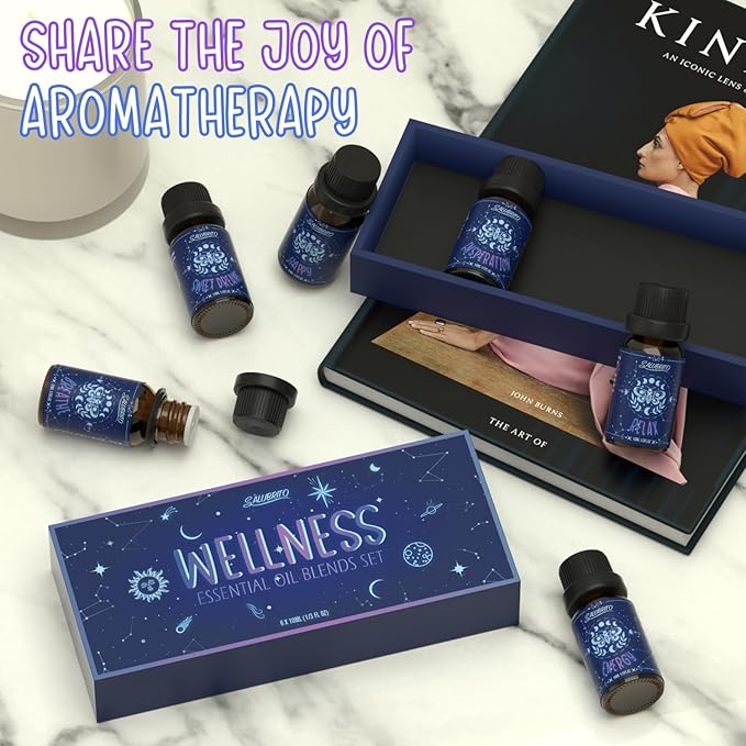 SALUBRITO Essential Oils Set, Wellness Aromatherapy Oil for Diffuser, Home, Candle, soap Making, Natural Blend Oils Gift for Women and Men, 6x10ml