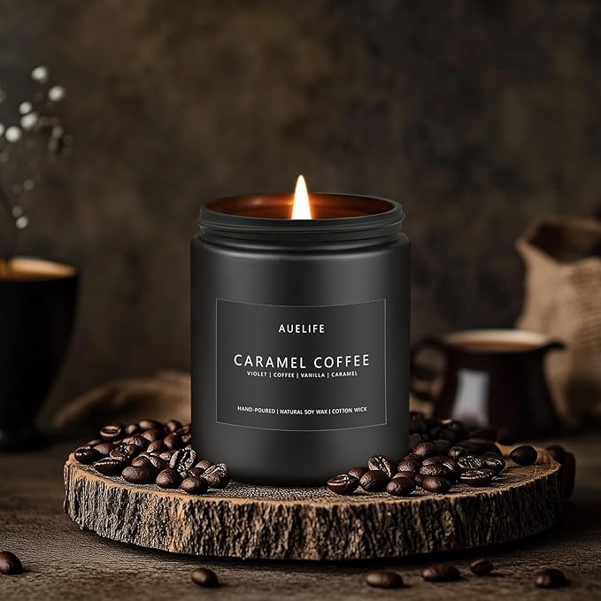 Scented Candles Set | Gifts for Men - 4Pack Candle Masculine Candle, Soy Candles for Home Scented, Aromatherapy Gifts Scents of Caramel Coffee/Whiskey Tobacco/Rum & Oak/Vintage Leather