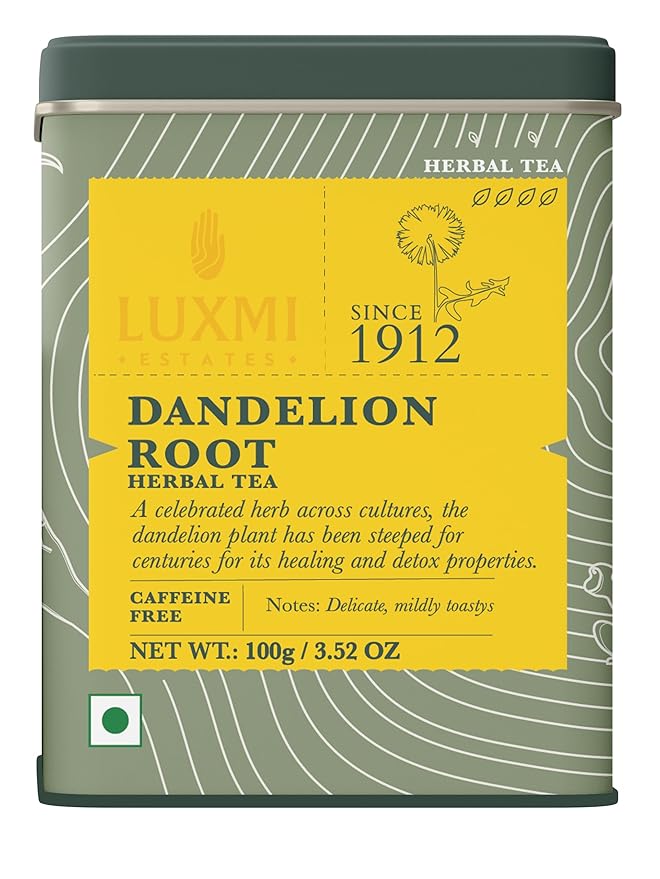 Luxmi Estates - Pure Dandelion Herbal - Organic Dandelion Tea - Loose Leaf - 100g (50 Cups) | With Pure Dandelion Root | Single Ingredient | Great for Detox