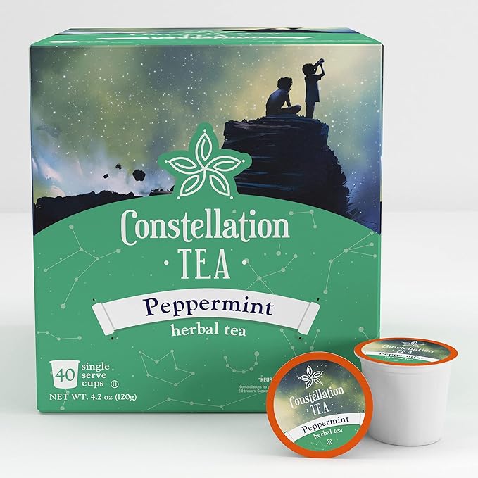 Constellation Tea Peppermint Herbal Tea Pods Compatible with K Cup Brewers Including 2.0, 40 Count
