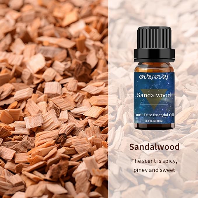 Rose and Sandalwood Essential Oil, 100% Pure, Undiluted, Natural, Organic Aromatherapy Essential Oils Gift Set, 10MLx2