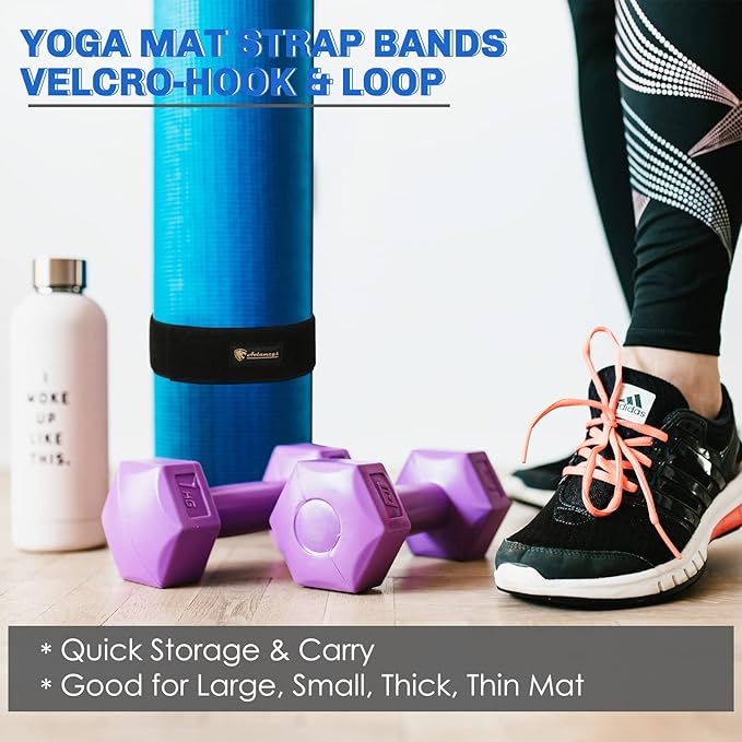 Aolamegs Yoga Mat Strap,Heavy Duty Bungee Straps Band,Wrap Organizer for Yoga Mat/Workout/Exercise(20" L x 2" W)