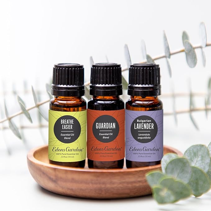 Edens Garden Essential Oils Well-Being 3 Set – 100% Pure Therapeutic Grade, Undiluted, Natural Aromatherapy for Skin, Diffusers & Home – Includes: Breathe Easier, Guardian & Lavender, 10 ml/ 3 Pack