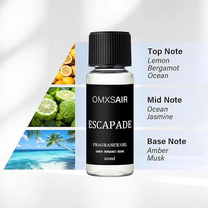 Luxury Hotel Scent Escapade Oil Diffuser Refill Kit | Long Lasting Essential Oil for Large Room,HVAC & Car Waterless Fragrance Diffusers| Nanotech Formula| Spa Calming Aromatherapy Oil (20ml/0.7FL oz)