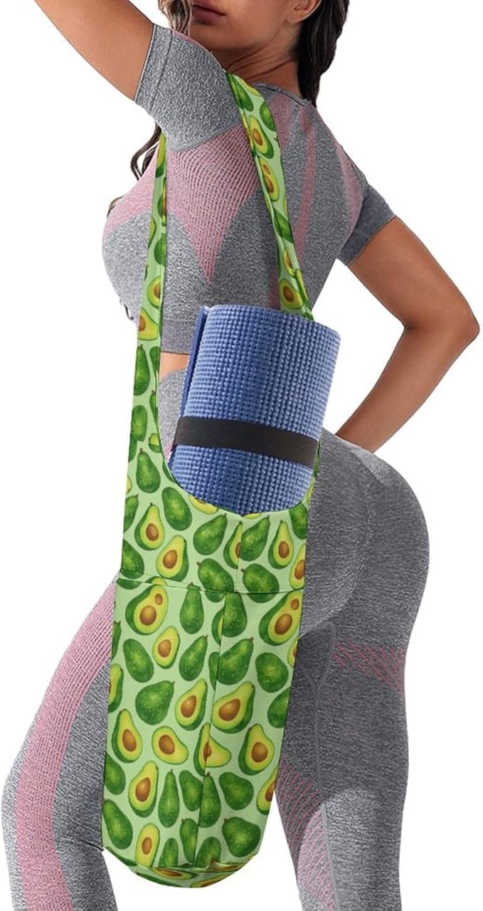 KKdskkds Fresh AvocadoYoga Mat Bag Large Opening Long Tote Yoga Mat with Pocket Fit Most Size Mats