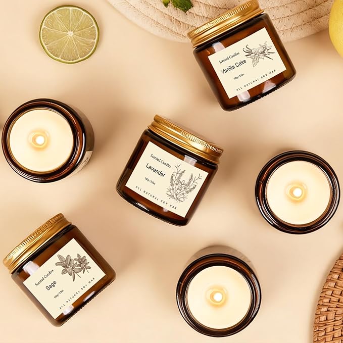 12 Pack Candles for Home Scented,Long Lasting Soy Candles for Home,Holiday Scented Candle Gift Set with Cinnamon Apple,Pumpkin Chai&Vanilla,Natural Aromatherapy Candles,Gifts for Women