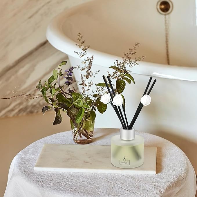 Brakula 2 Pack Reed Diffuser Set, Bamboo White Tea Scented, Home Fragrance with 14 Sticks Bathroom Decor, Reed diffusers for Home 6.76 fl oz (Bamboo White Tea)