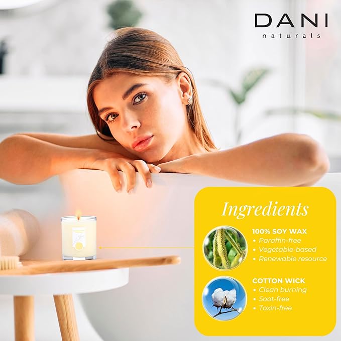 DANI Naturals Soy Candle - Sandalwood Vanilla Scented - 100% Pure Soy Wax, Kosher, Eco-Friendly, Non-Toxic, Long-Lasting Burn - 7.5 oz
