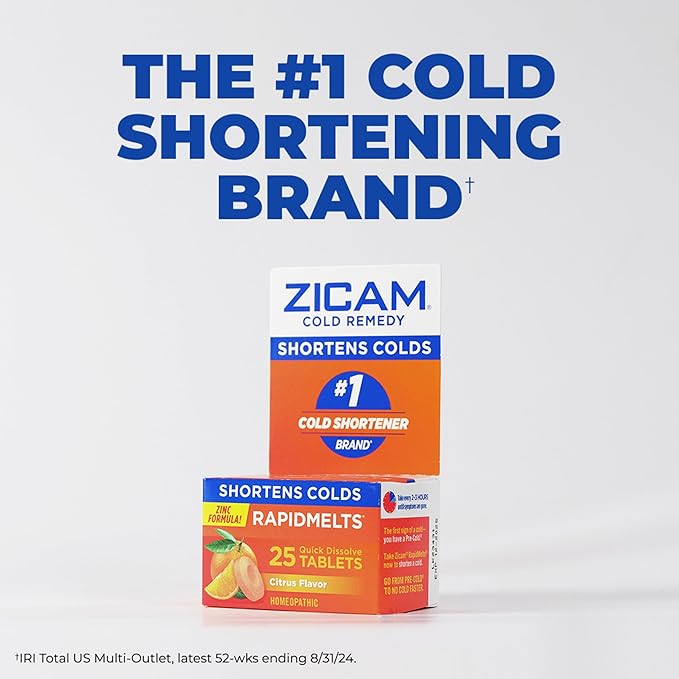 Zicam Zinc Cold Remedy RapidMelts Quick-Dissolve Tablets Lemon-Lime Flavor with Echinacea 25ct