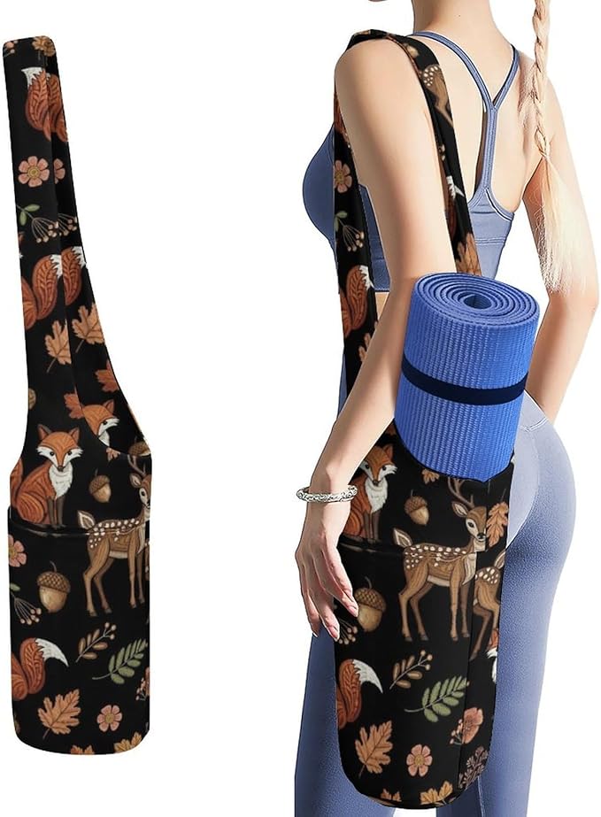 Aiyoolee Spacious Yoga Mat Storage Bag Single Shoulder Portable Carrier with Pocket for Gym Yoga Fitness