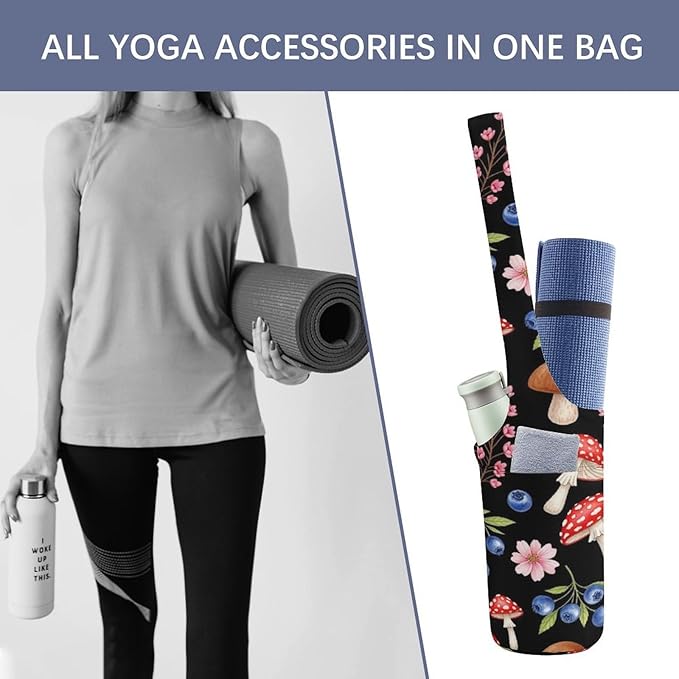 Aiyoolee Women's Portable Yoga Mat Bag Single Shoulder Carrier with Pocket for Gym Yoga Workout Travel