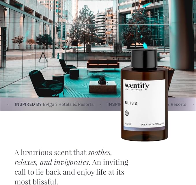 Scentify Bliss Aroma Oil Refill Scent for Oil Diffusers - Eucalyptus, Bergamot, Tea & Powdery Scents - Luxurious Relaxing Aromatherapy Diffuser Fragrance 470ml, 16 oz