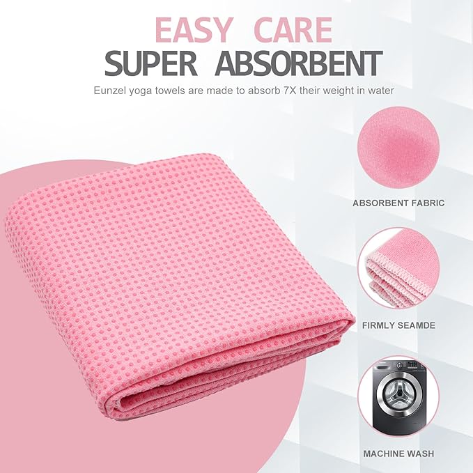 Eunzel Hot Yoga Towel - Microfiber Non Slip Yoga Mat Towel with Grip Dot Sweat Absorbent Towel for Hot Yoga, Pilates and Fitness 72" x 24", Teal/Orange