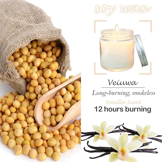 24 Pcs 4 Oz Mini Soy Candles,Vanilla Scented,Aromatherapy Candle,Bulk Candle Set，Great Stress Relieving Scented Candles for Girls as a Gift for Birthdays, Weddings and More!