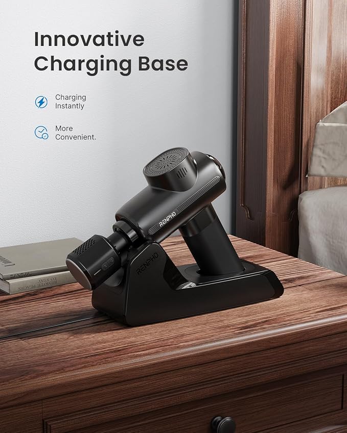 RENPHO Massage Gun Deep Tissue with Charging Stand, Back Massager with Heat and Cold Head, Percussion Body Muscle Masajeador for Athletes Pain Relief, Active Thermacool Deluxe